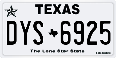 TX license plate DYS6925