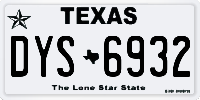 TX license plate DYS6932