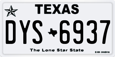 TX license plate DYS6937