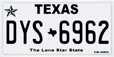 TX license plate DYS6962