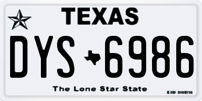 TX license plate DYS6986