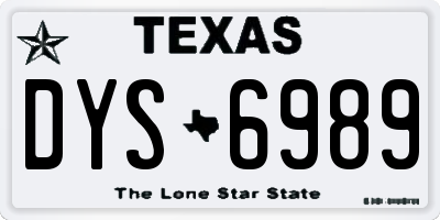 TX license plate DYS6989
