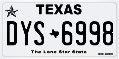 TX license plate DYS6998