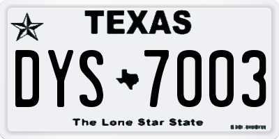 TX license plate DYS7003