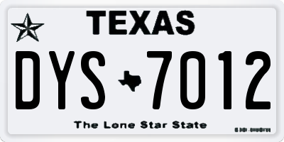 TX license plate DYS7012