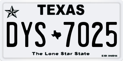 TX license plate DYS7025