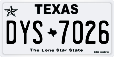 TX license plate DYS7026