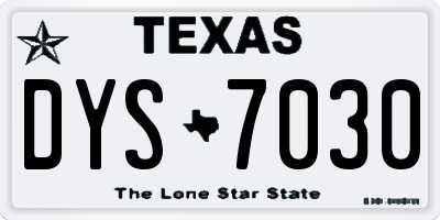 TX license plate DYS7030