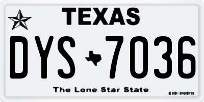 TX license plate DYS7036