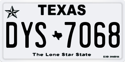 TX license plate DYS7068