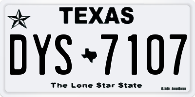 TX license plate DYS7107