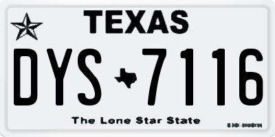 TX license plate DYS7116