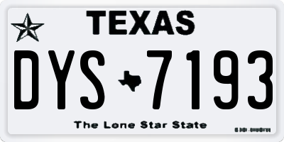 TX license plate DYS7193