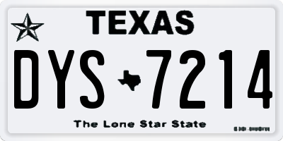 TX license plate DYS7214