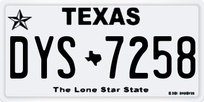 TX license plate DYS7258