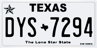 TX license plate DYS7294