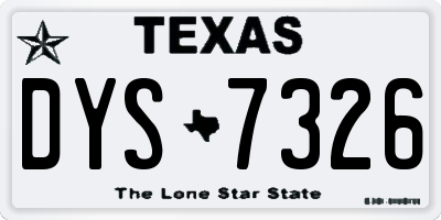TX license plate DYS7326