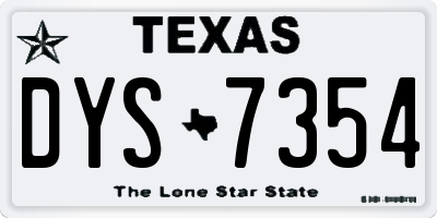 TX license plate DYS7354