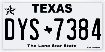 TX license plate DYS7384