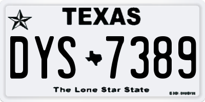 TX license plate DYS7389