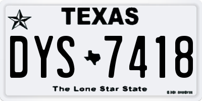 TX license plate DYS7418