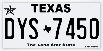 TX license plate DYS7450