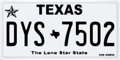 TX license plate DYS7502