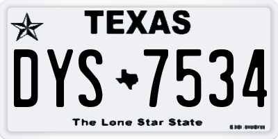 TX license plate DYS7534