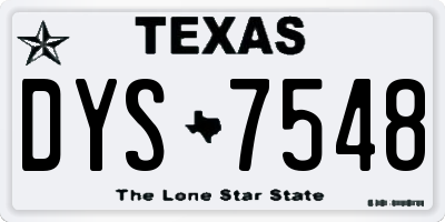 TX license plate DYS7548