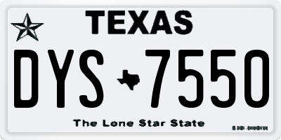 TX license plate DYS7550