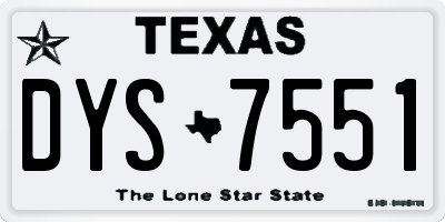 TX license plate DYS7551