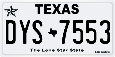 TX license plate DYS7553