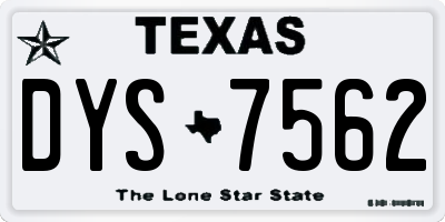TX license plate DYS7562