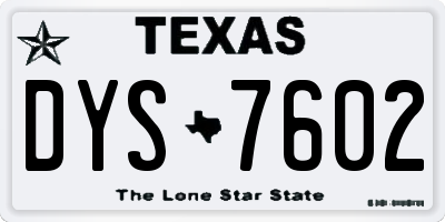 TX license plate DYS7602