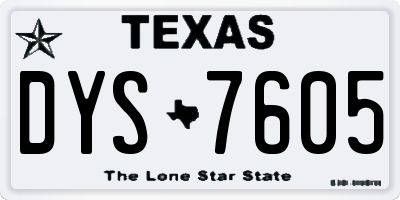 TX license plate DYS7605