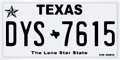 TX license plate DYS7615