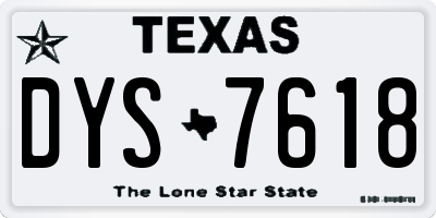 TX license plate DYS7618