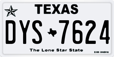 TX license plate DYS7624