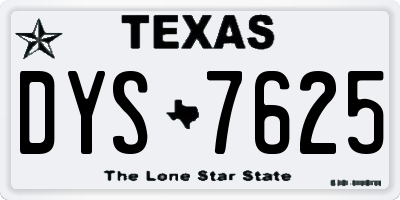 TX license plate DYS7625