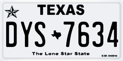 TX license plate DYS7634
