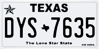 TX license plate DYS7635
