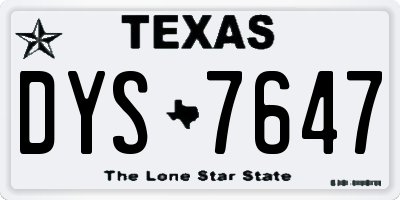 TX license plate DYS7647