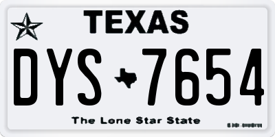 TX license plate DYS7654