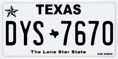 TX license plate DYS7670