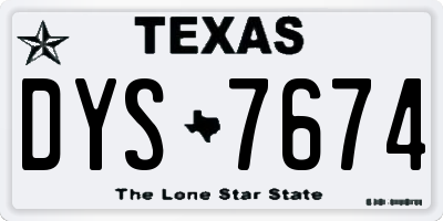 TX license plate DYS7674