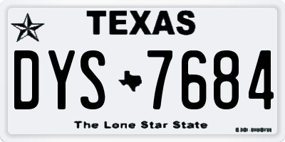 TX license plate DYS7684