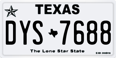 TX license plate DYS7688