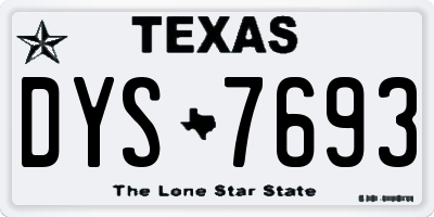 TX license plate DYS7693
