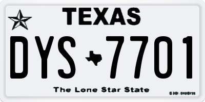 TX license plate DYS7701