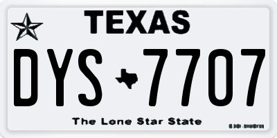 TX license plate DYS7707